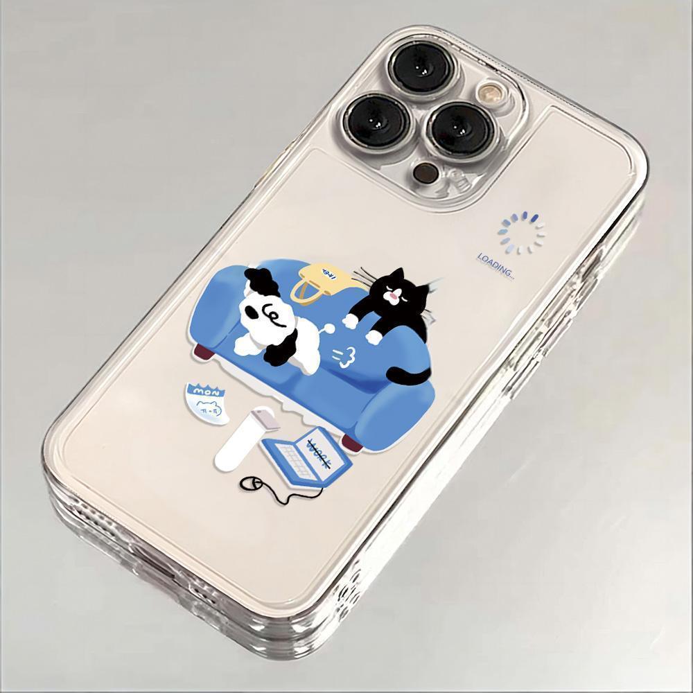 

Funny Black Cat Phone Case For iPhone 17 16 15 11 12 14 13 Pro Max Mini X XS XR 7 Plus 16E Air Shockproof Soft Transparent Cover iPhone 7