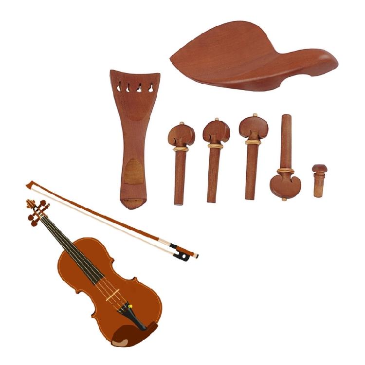 7Pcs Violin Knobs Violino Tailpiece and Pegs Hand Carving Wood Violin Parts