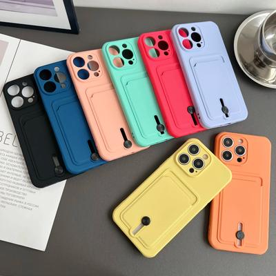 Luxury Wallet Card Slot Holder Phone Case for iPhone 16 Pro Max 15 Plus 14 13 12 11Pro Max Candy Color Liquid Silicone Back Cover