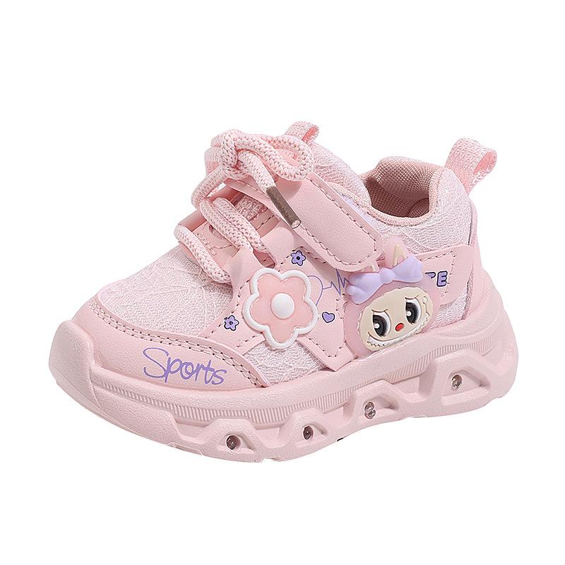 Children's Luminous Sneakers, Girls' Shoes, New Spring and Autumn Cartoon Casual Running Shoes, Baby Soft-soled Non-slip Shoes