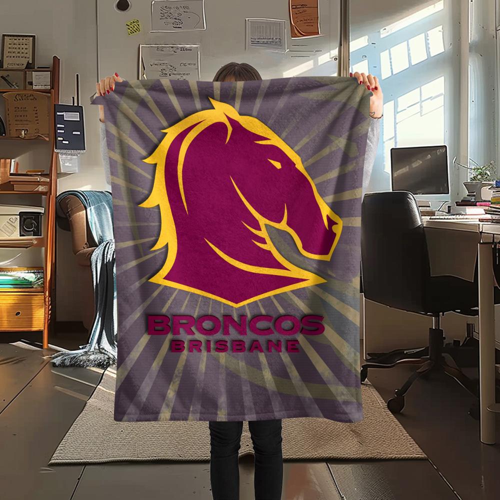 Brisbane Broncos Flanelldecke mit Aufdruck, Hohe Qualität, Bequem für alle Jahreszeiten, Heimdekoration, Wärme und Komfort