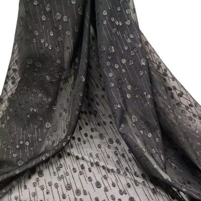 50cm/100cm*150cm Tessuto di Seta Chiffon Nero Pizzo Africano Crepe Stampa Tessuto in Poliestere 75D per Abbigliamento Fai da Te Decorazione Vestito