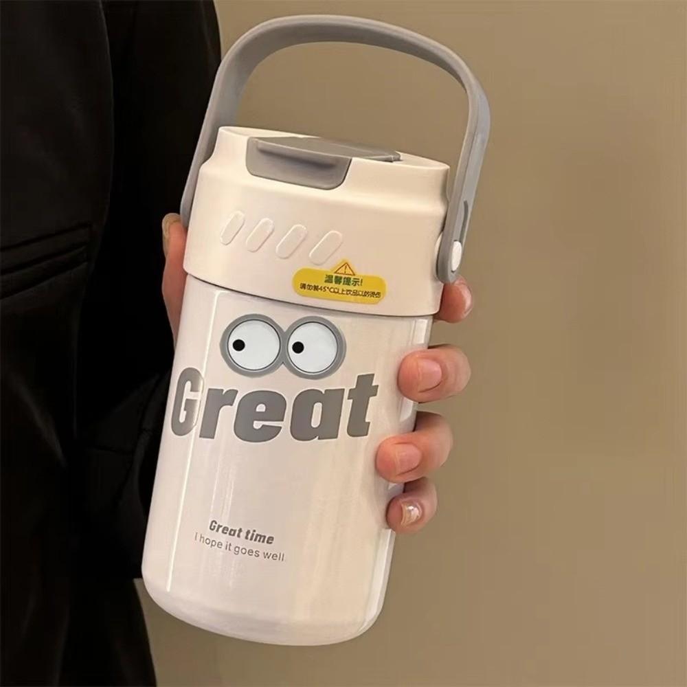 Foldable Straw Vacuum Insulated Bottle Stainless Steel Travel Tea Bottle Thermal Cup  Office Use