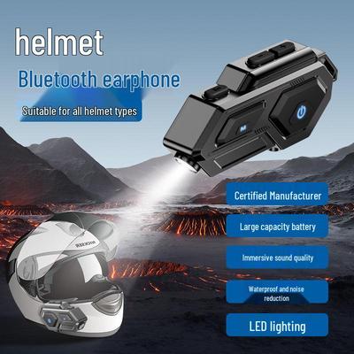 2025 Bluetooth 5.3 Motorcycle Helmet Headset with LED Lights, Waterproof Wireless Intercom