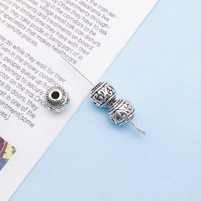 Retro Antique Tibetan Silver Spacer Beads for DIY Jewelry - Large Hole Alloy Beads for Bracelets & Necklaces