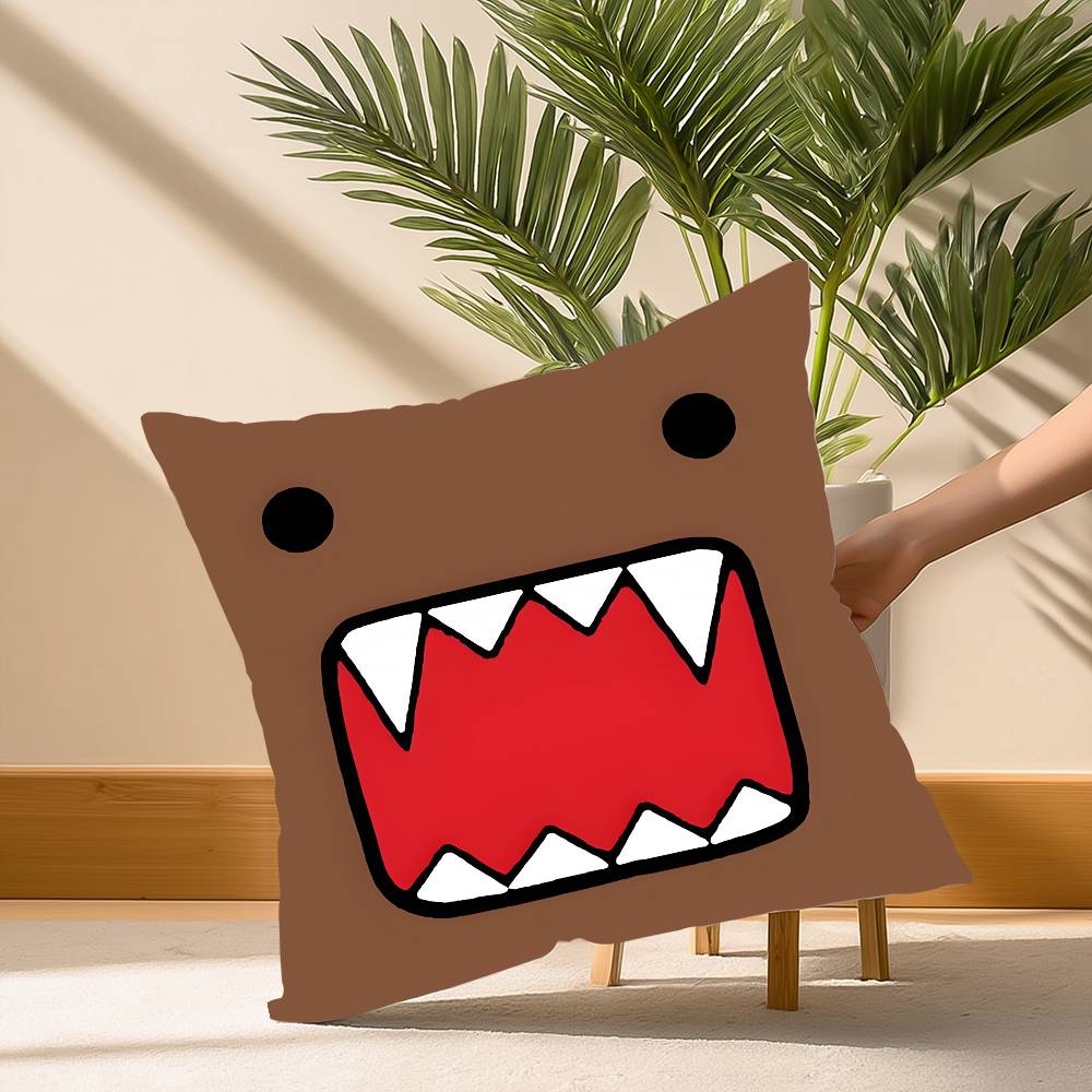 Cool Cute D-Domo KunS Face Pillow Case Soft Plush Fabric Double Sided Print Decorative Home Living Room Gift Cushion