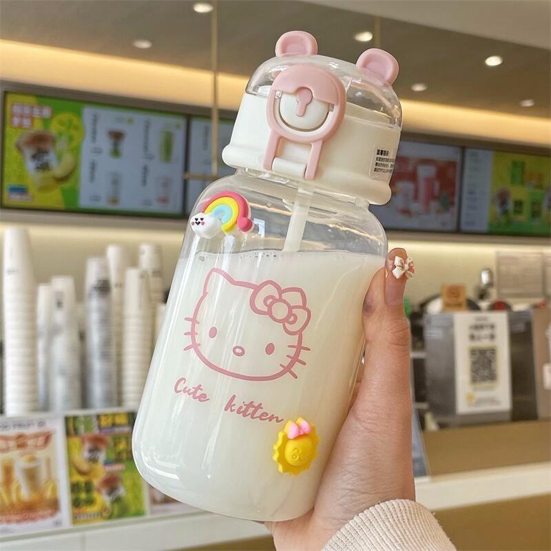 Cute Student Disposable Plastic Cup With Straw For Office And Home Use