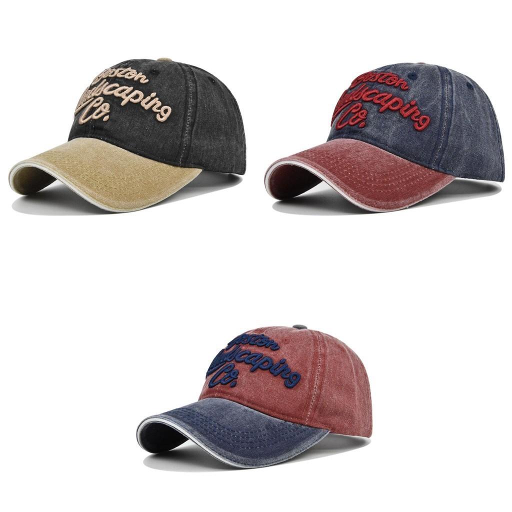 New Boston Embroidered Baseball Cap Vintage Washed Denim Duck Tongue Sun Hat
