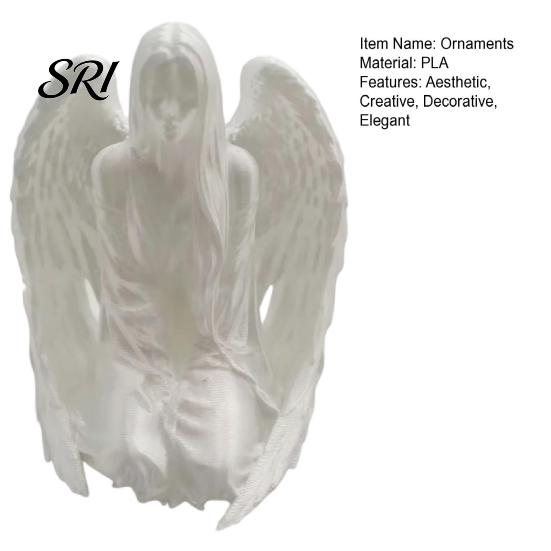Simple Angel Decor 3D Printed Figurine, Desktop Ornament, Resin Sculpture Pleated Clothes for Bedroom Entrance Hall Study Room Stylish Home