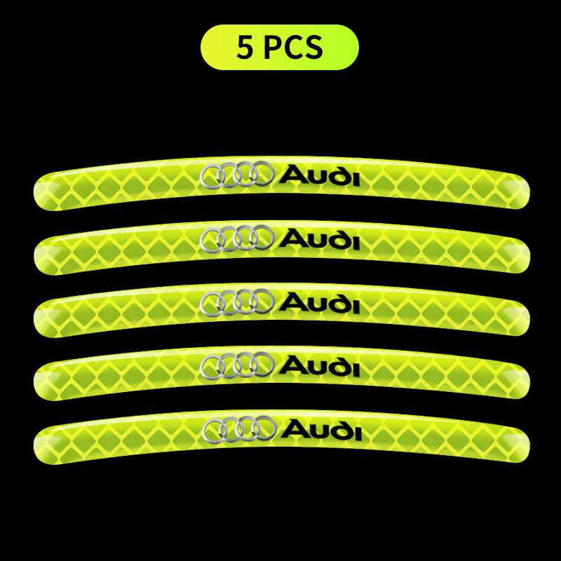 Car Wheel Tire Rim Hub Reflective Luminous Emblem Sticker Car Styling for Audi Q2 Q3 TT RS3 RS4 A3 A4 B5 B6 A3 8P 8V 8L A5 A6 C6 C5 A1 A7 A8