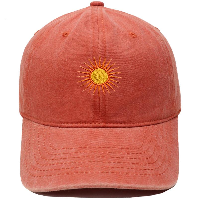 Radiant sun embroidery soft top retro dad hat bohemian outdoor outing men's and women's sunshade cap