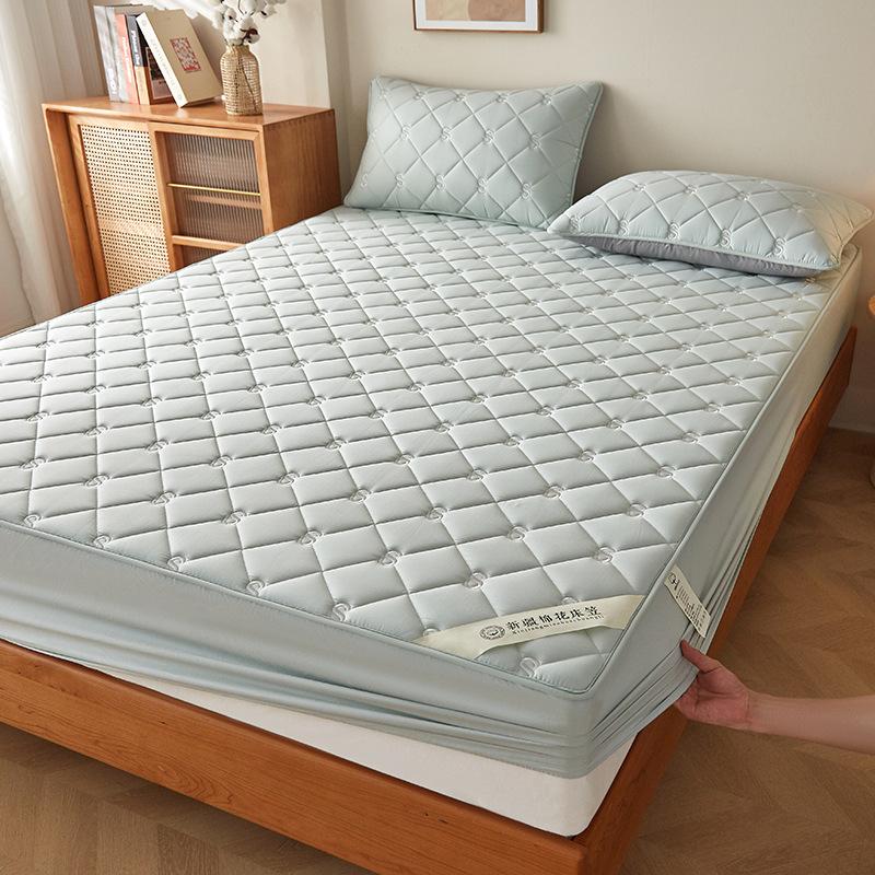 

Class A Pure Cotton Xinjiang Cotton S Style Single Fitted Sheet Simple Quilted Thickened Fitted Sheet Cover Mattress Protective Cover 90 * 200Cm single bed hat