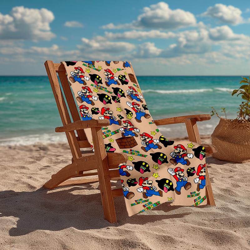 Ultra-Soft Beach Towel with Mario Theme,Ideal for Pool - Camping, Diving - Perfect Travel Essential, Vibrant Beach Towel.