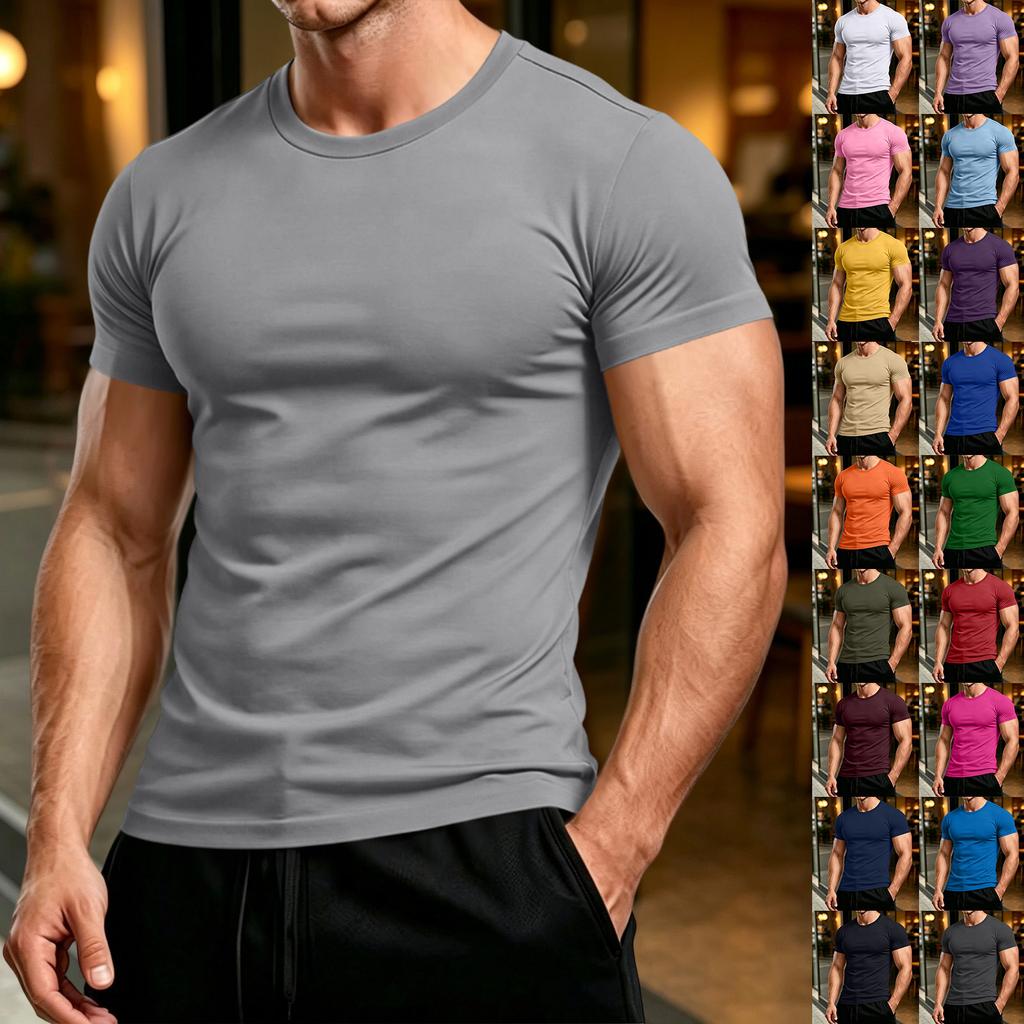 Men's Fashion Cotton Neck Short Sleeve T-Shirt for Everyday Casual Wear