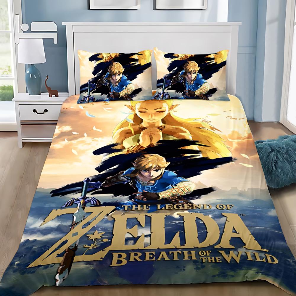 Games Z-Zeldas Of Legends Duvet Cover Pillowcase Game Scene Print Bedding Set Adult Boy Bedroom Decoration Single Double Siz