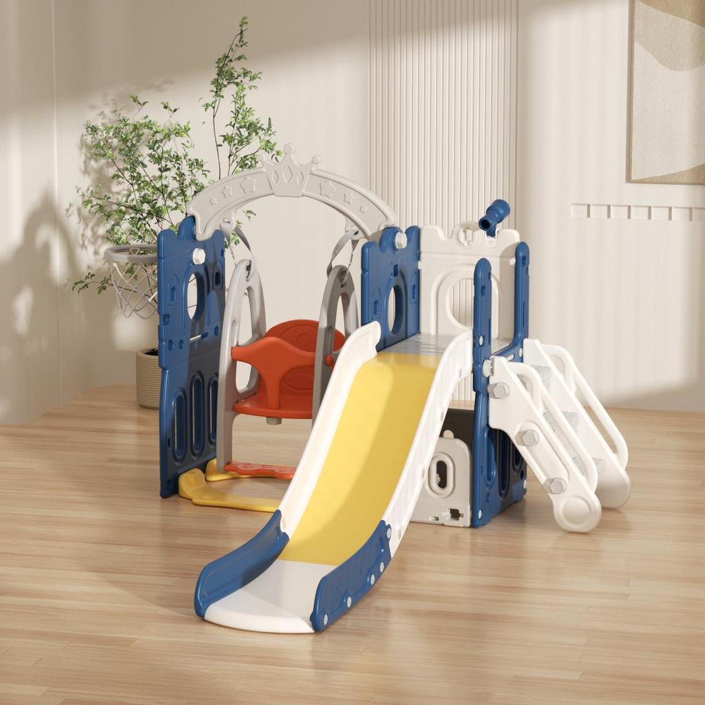 Multifunctional Indoor Play Slide and Swing Set for Kids