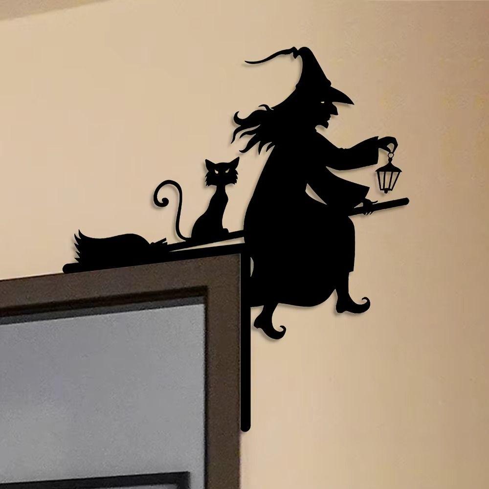 Witch Shaped Halloween Witch Pumpkin Door Corner Witch Silhouette Door Corner Decoration Lawn