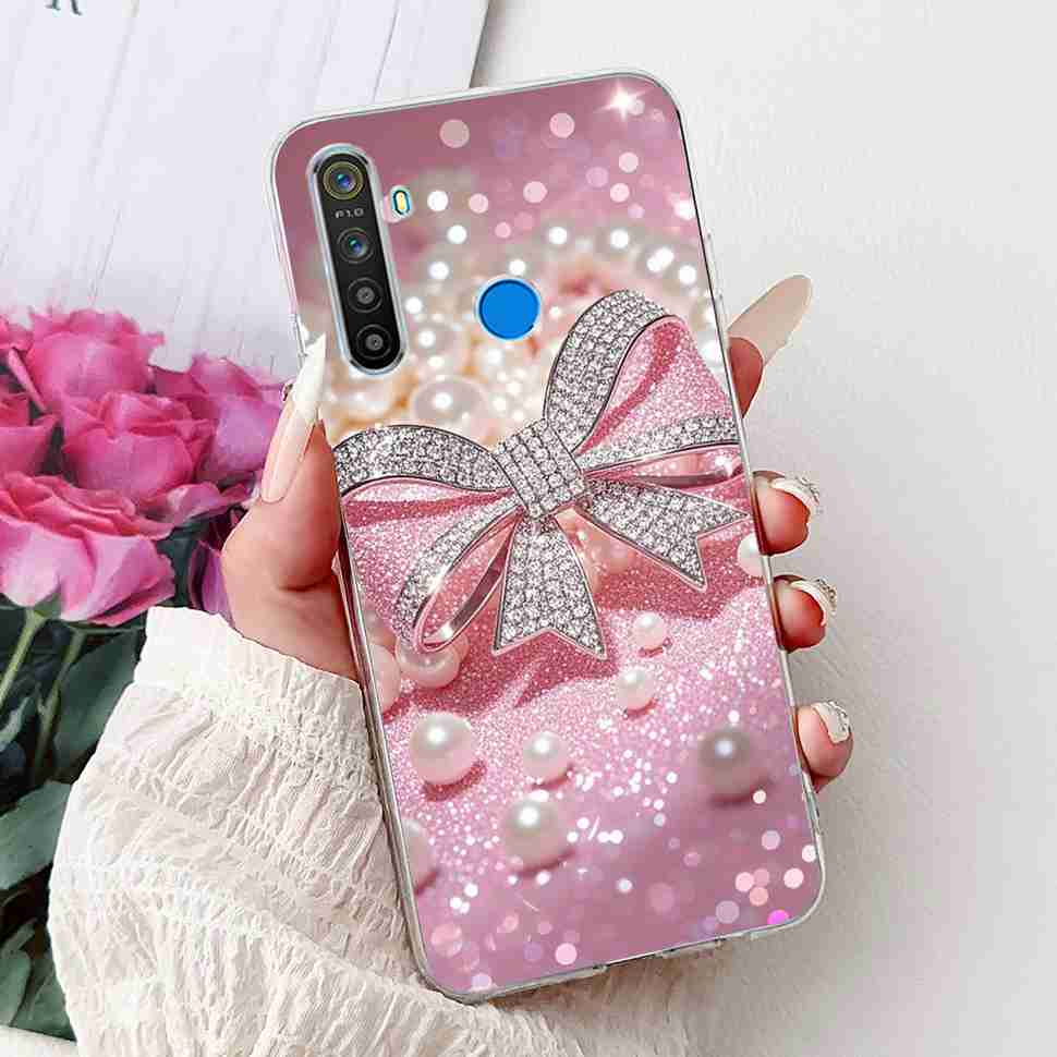 For Realme 5 RMX1911 6.5" Case Fashion Colorful Flower Soft Silicone TPU Cover For Oppo Realme5 RMX1919 Butterfly Bumper Shell