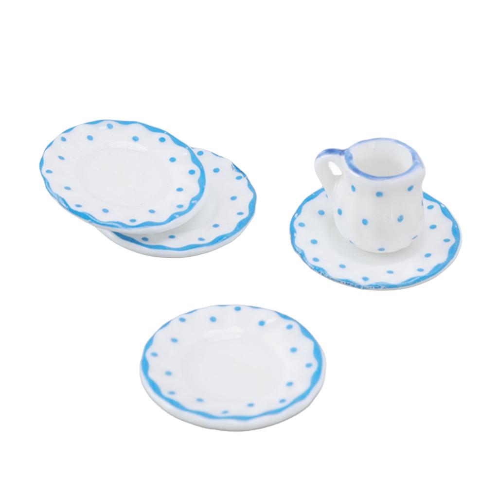 15 Pcs Dollhouse Tea Set Mini Simulation Ceramic Tea Cups Set Doll House Accessories Miniature Model Props Type D