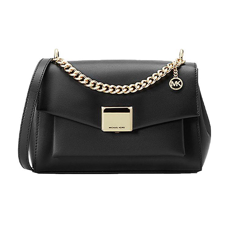 

Michael Kors Lita Gold Chain Flap Leather Crossbody Bag Medium Women bags Black 35T0GXPL2O-001