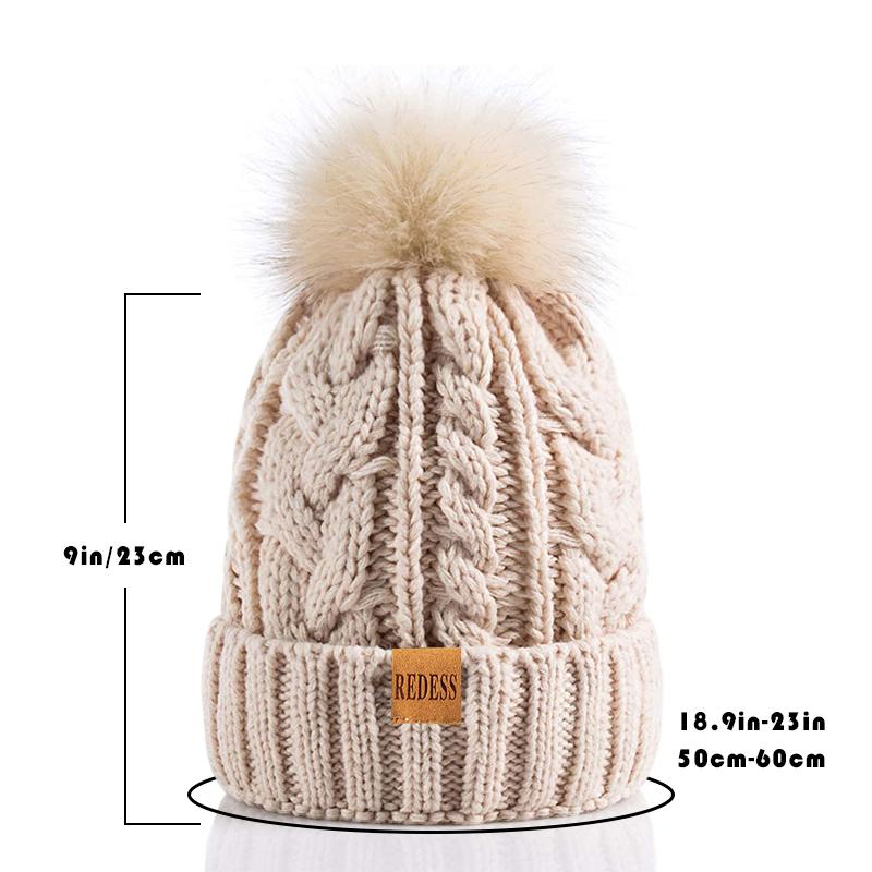 Winter Women's Casual Ski Cap, with a Fleece Lining Inside, a Soft and Thick Knitted Cap
