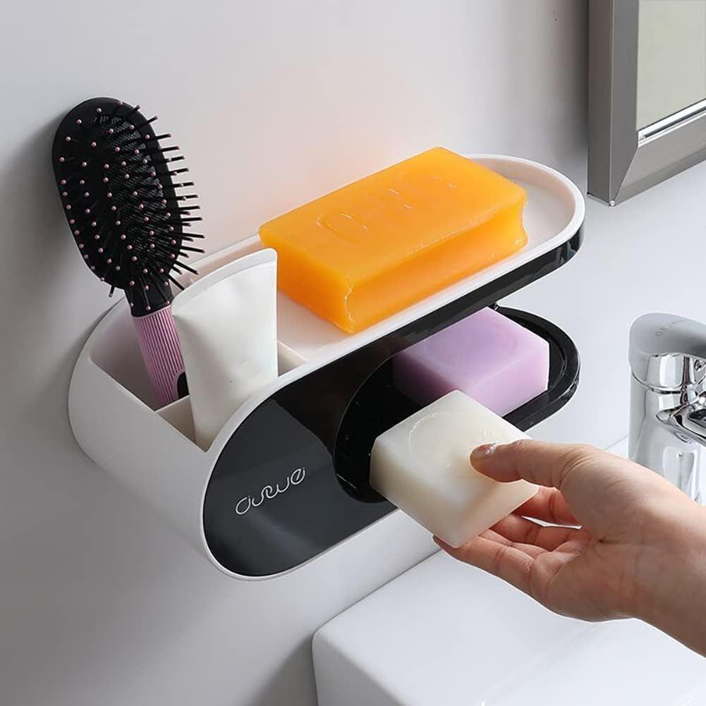 Toothbrush Holders for Bathroom(Pack of 2), Plastic Wall Mounted Self Adhesive, Toothbrush Holder for Toothbrushes, Toothpaste, Shaver,