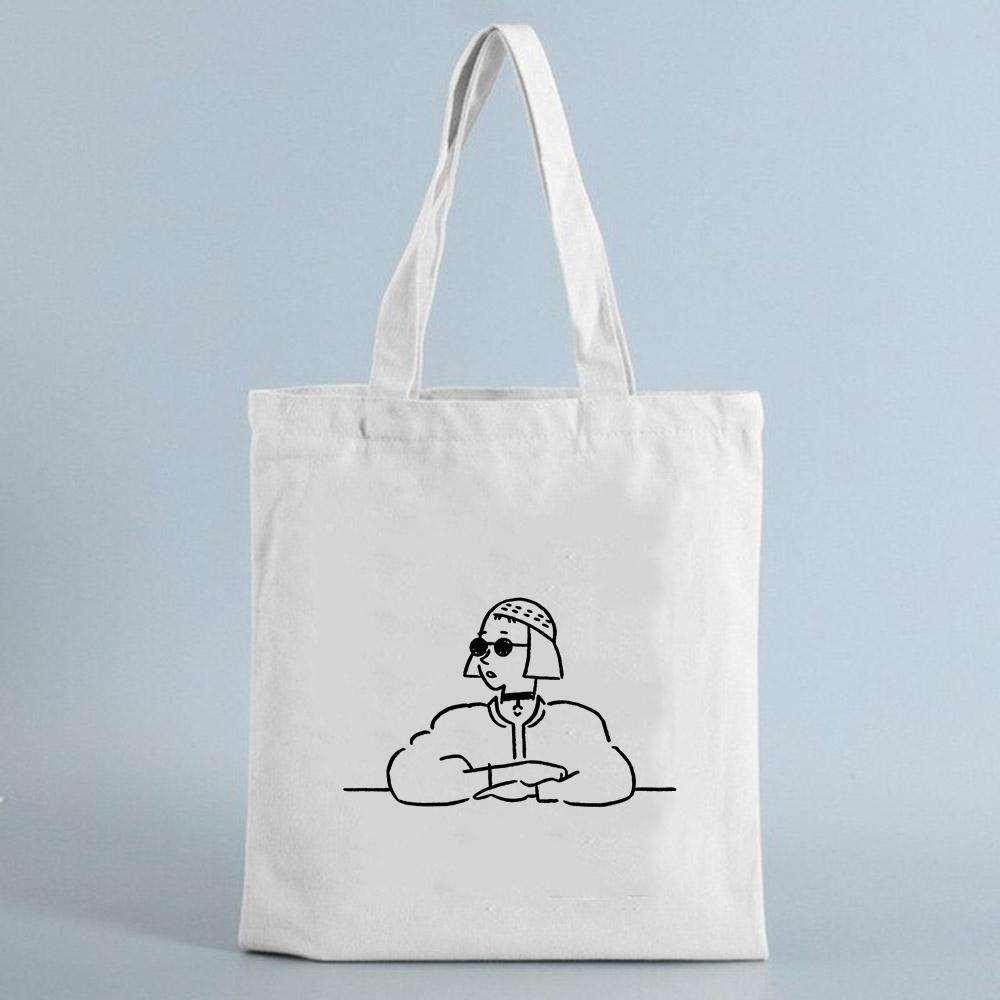 Dámská plátěná nákupní taška Tote Vzor kreslené postavičky Opakovaně použitelná nákupní taška Módní cestovní eko tašky Dámské plátěné tašky