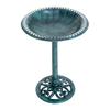 Garden Bird Bath Outdoor Decrative Garden Feeder Stand with Scallop-like Pattern. Time-Worn Finish. 50cm. Green