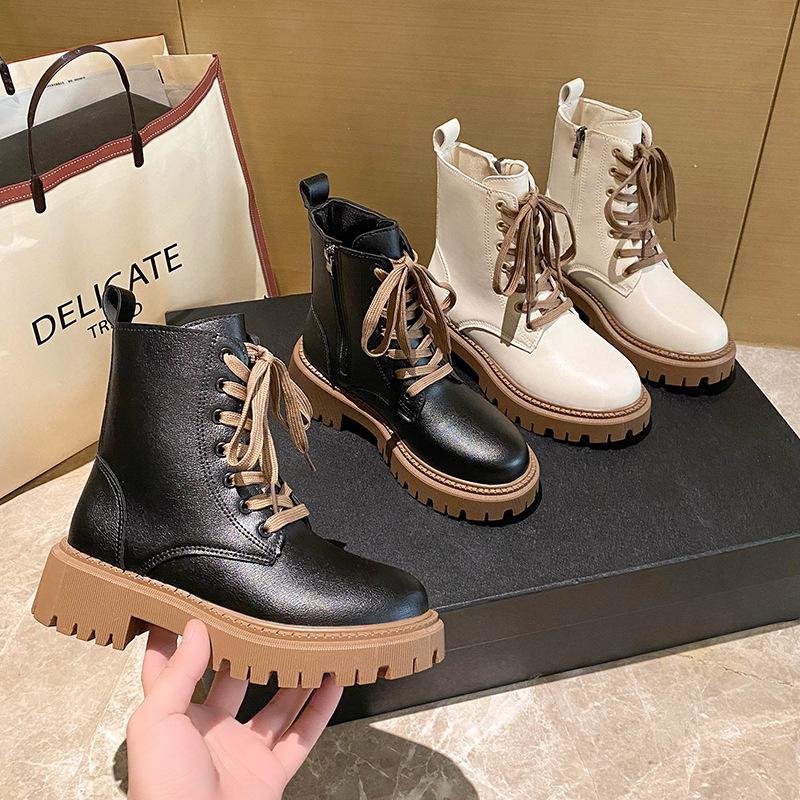 New Platform Martin Boots Women's 2025 Autumn and Winter Korean Version Fashion Versatile and Comfortable Women's Shoes Thick Heel Large Size Sho