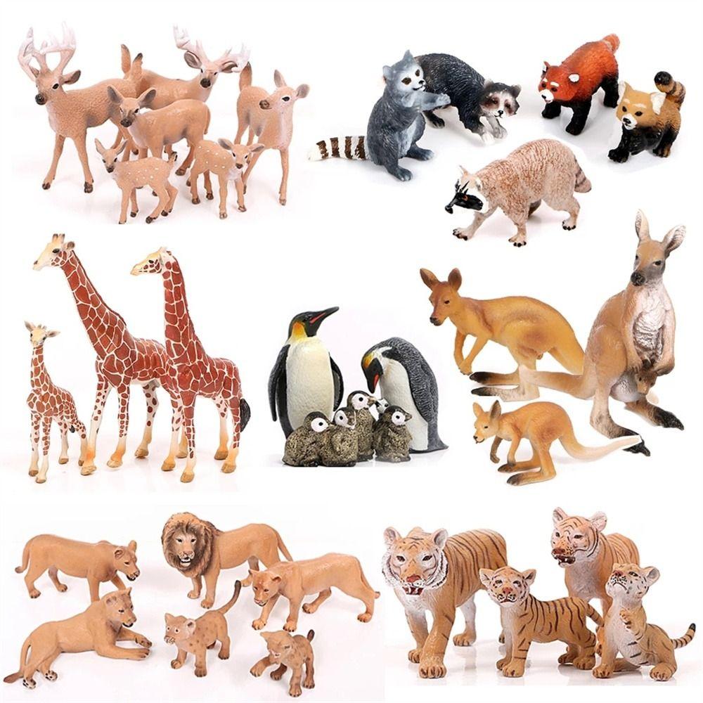 Deer Lion Raccoon Miniature Figurines Animals Models Simulation Animals Animals Action Figures