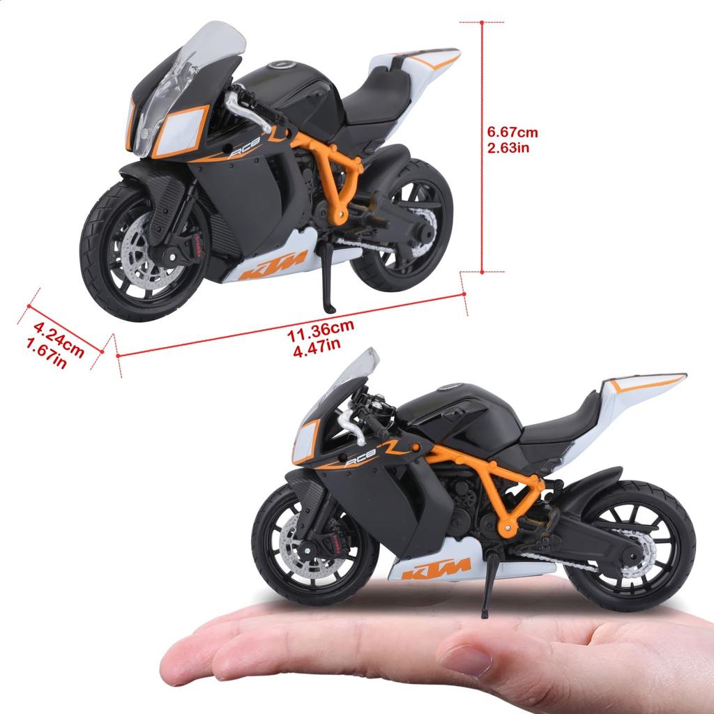 Bburago Scale KTM 1190 RC8 R Black Motorcycle Diecast Model Car Finished Product 1/18 / 18-51049