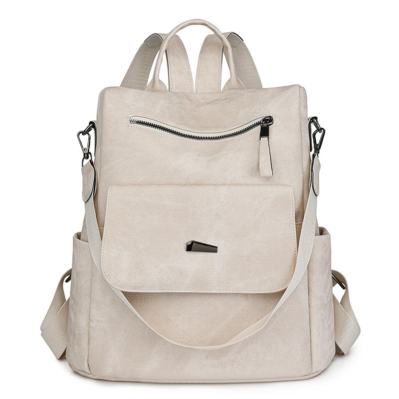 PU Solid Color 2024 New Product Backpack Zipper Soft Handle External Frame Casual Student Backpack Resin Mesh Designer Bag