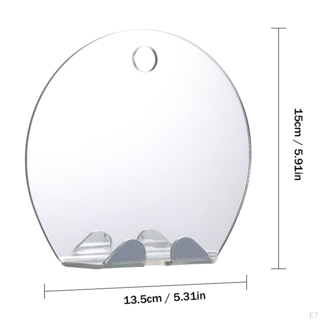 Portable Shower Shaving Makeup Mirror, with Suction Cup Wall Hanging, Travel Bathroom Anti Fog