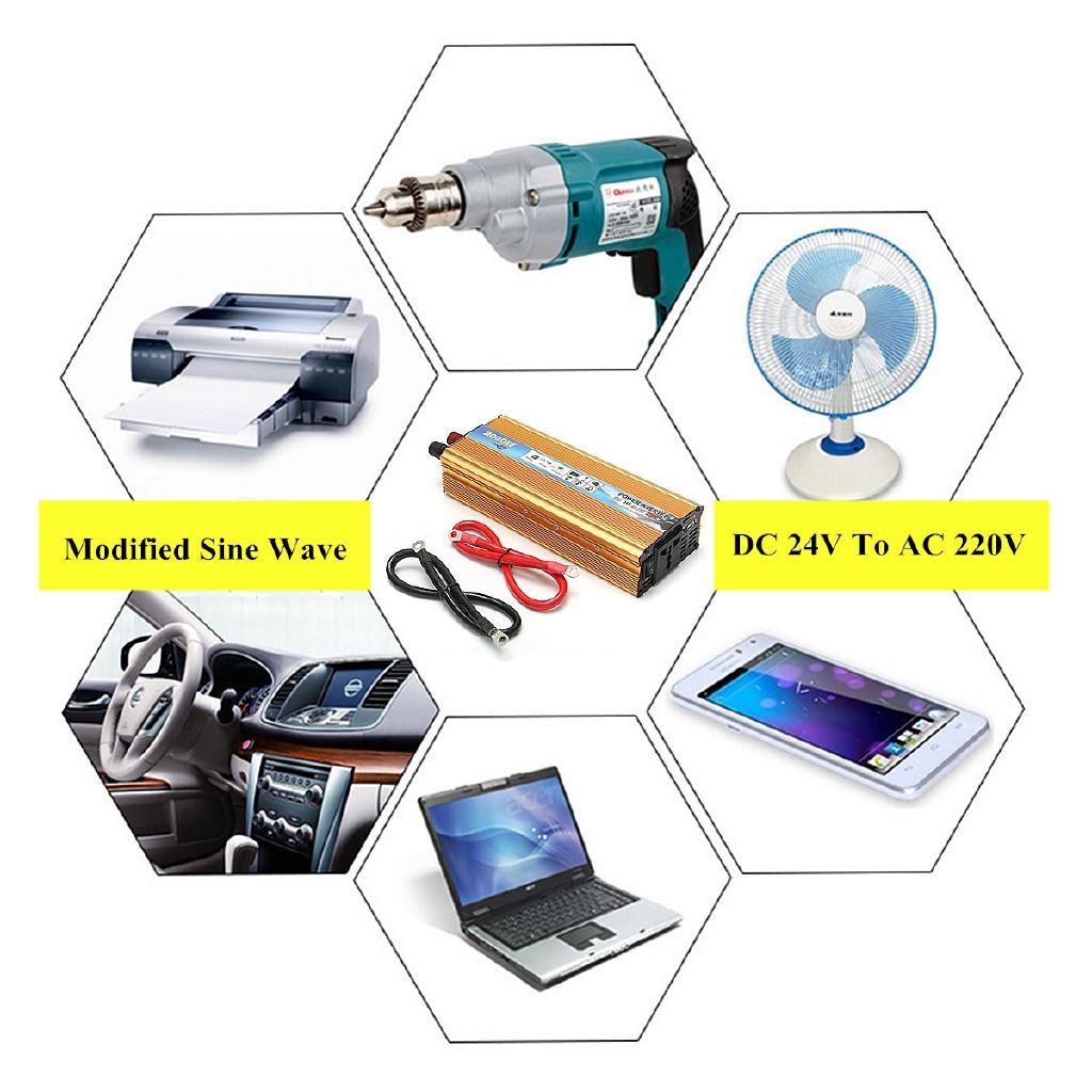 Portable Car Modified Sine Wave Power Inverter Converter DC 24V To AC 220V Modified Sine Wave Converter 2000W
