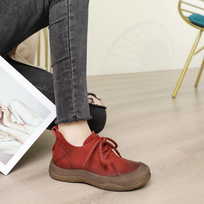 2025 Vintage Brown Ankle Boots: Soft Sole, Genuine Leather, Women's Thick Sole Martin Style