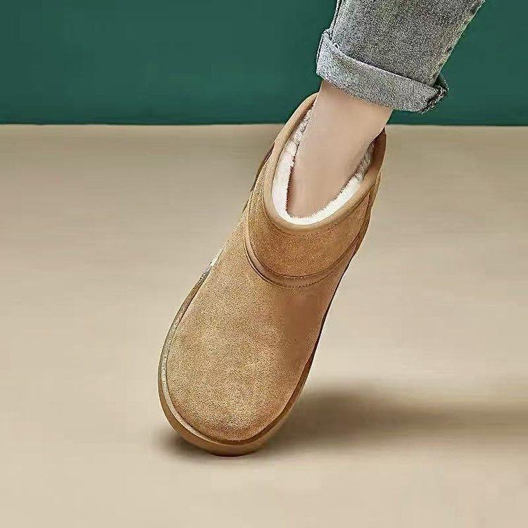 

Sweet short thick-soled snow boots winter new age-reducing piled thickened non-slip warm cotton boots 35 хаки