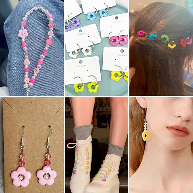 19mm 10PCS Handmade Material Hollow Flower Loose Beads for DIY Handcraft Making Cream Color Acrylic Beads  Handmade  Accessories