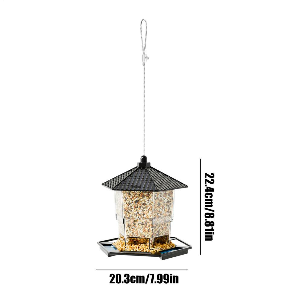 Bird Feeder Hangable Squirrel Proof Food Dispenser Large Bird Feeder with Perch Tray for Outside Feeding Water Backyard Wildlife
