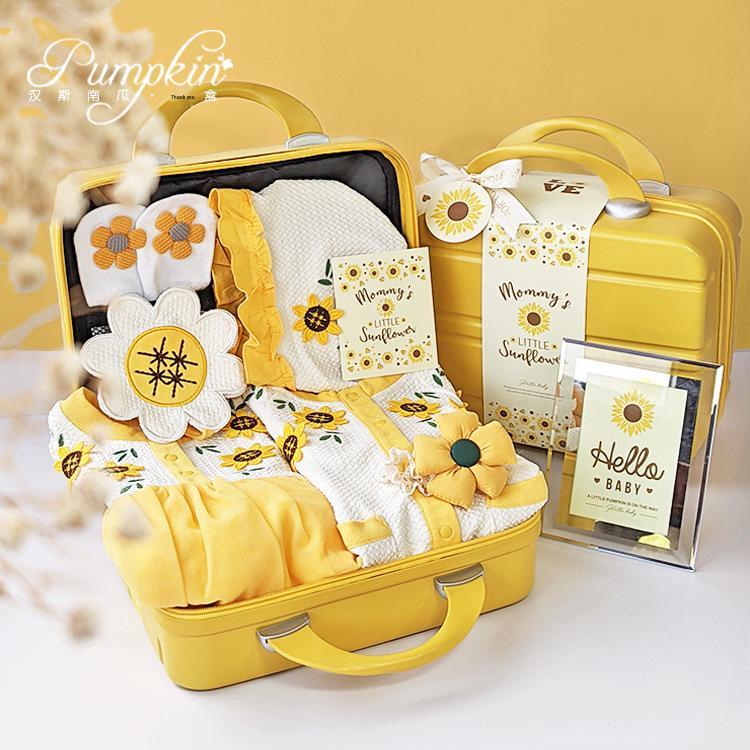 Newborn Baby Girl Sunflower Dress Gift Box - Summer/Autumn First Birthday Outfit