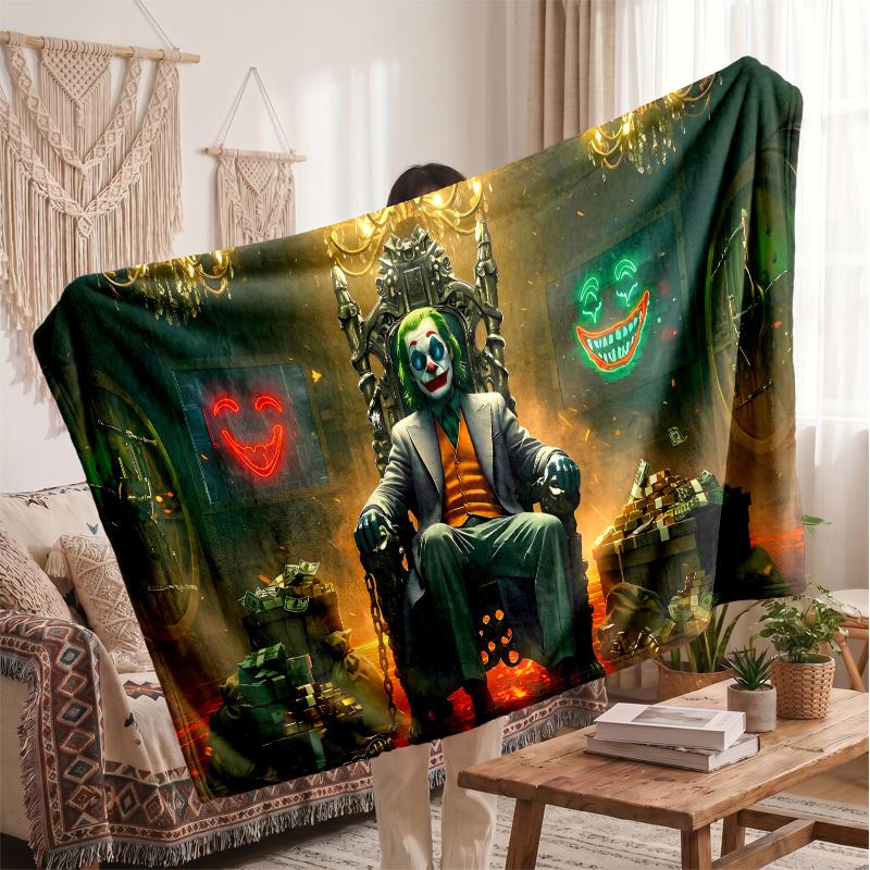 Joker Printed Flannel Blanket, Skin Friendly Warm Throw for Indoor Couch Bed Daily Use