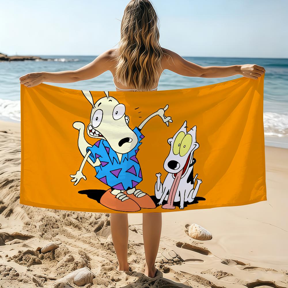 

Cartoon R-Rocko M-Modern Life Towel Beach Towel Oversized Quick Dry Towel Absorbent Soft Swim BeachTowels for Men Women W40*H60(CM)