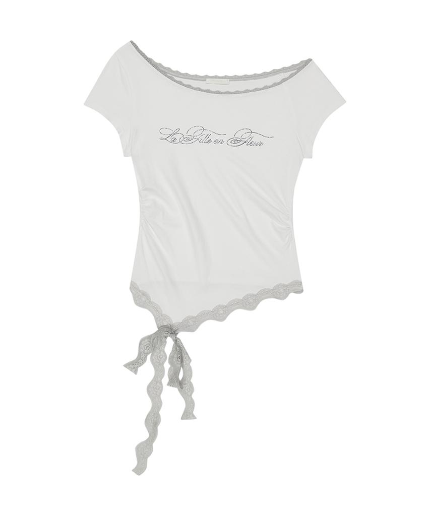 ILLIGO Lace One-Shoulder Shirred Top White