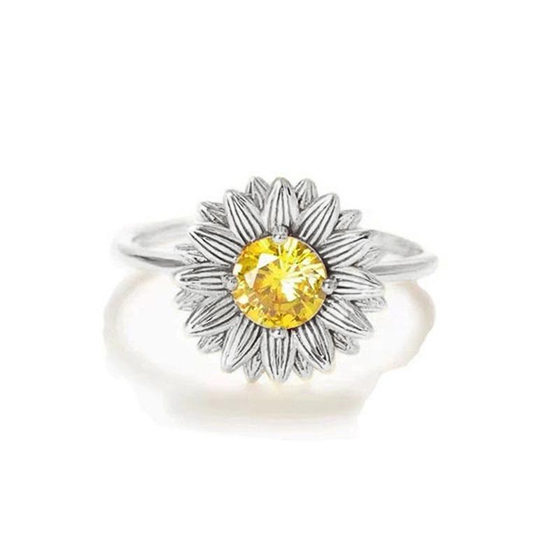 1Pc Fashionable Sunflower Rings, Rustic Flower Rings, Fashionable and Fresh Daily Accessories