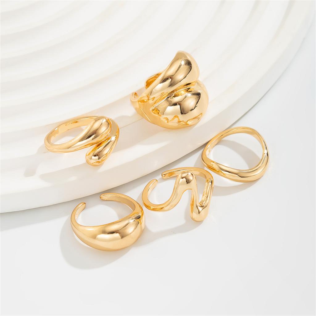 Chunky Gold and  Rings for Women - Adjustable Statement Open  Thick Stackable Rings Set
