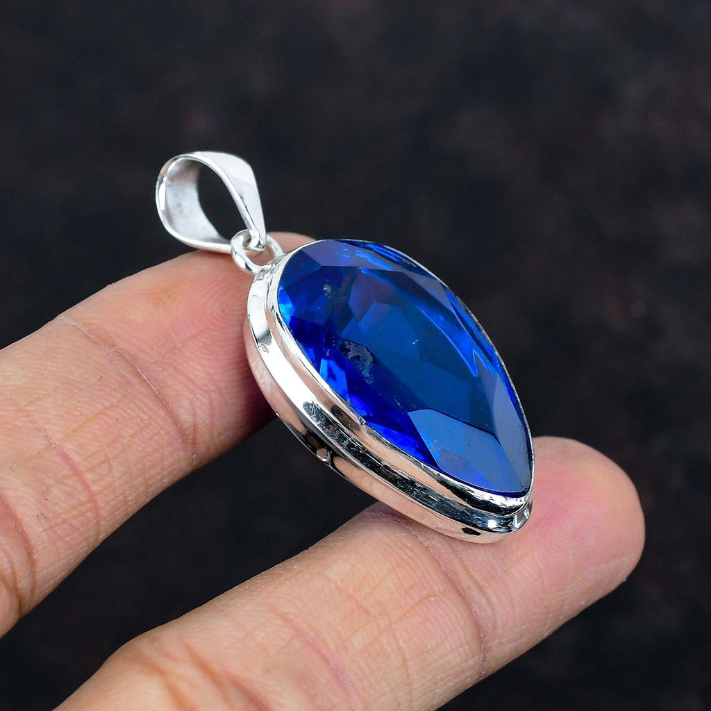 Faceted Tanzanite Quartz Pendant Gemstone Pendant 925 Sterling Silver Pendant Handmade Brand New Jewelry Healing Stone Pendant Gifts for Her