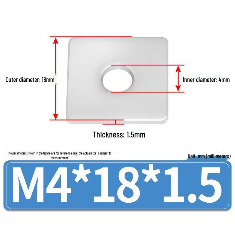 304 Stainless Steel Thickened Square Flat Washers M4-M24