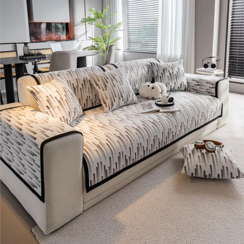 Autumn Home Non-slip Black White Sofa Cushion Couch Sofa Covers Mat Chenille Slipcover Funda Sofa Mat