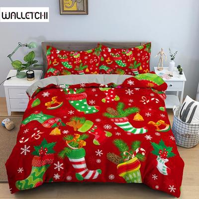 Housse de couette Joyeux Noël, parure de lit, décorations de Noël pour la maison, ornements de Noël, cadeaux de Noël, Bonne année