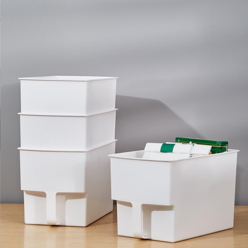Cabinet Storage Box With Handle PP Plastic Organization Bin Multifunctional Drawer Container For Kitchen Bedroom