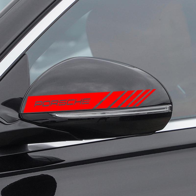 2Pcs Car Stripe Stickers Rearview Mirror Reflective Vinyl Decals Decoration For Porsche Cayenne Panamera Macan Boxster 911 Carrera-GT 944 918 917